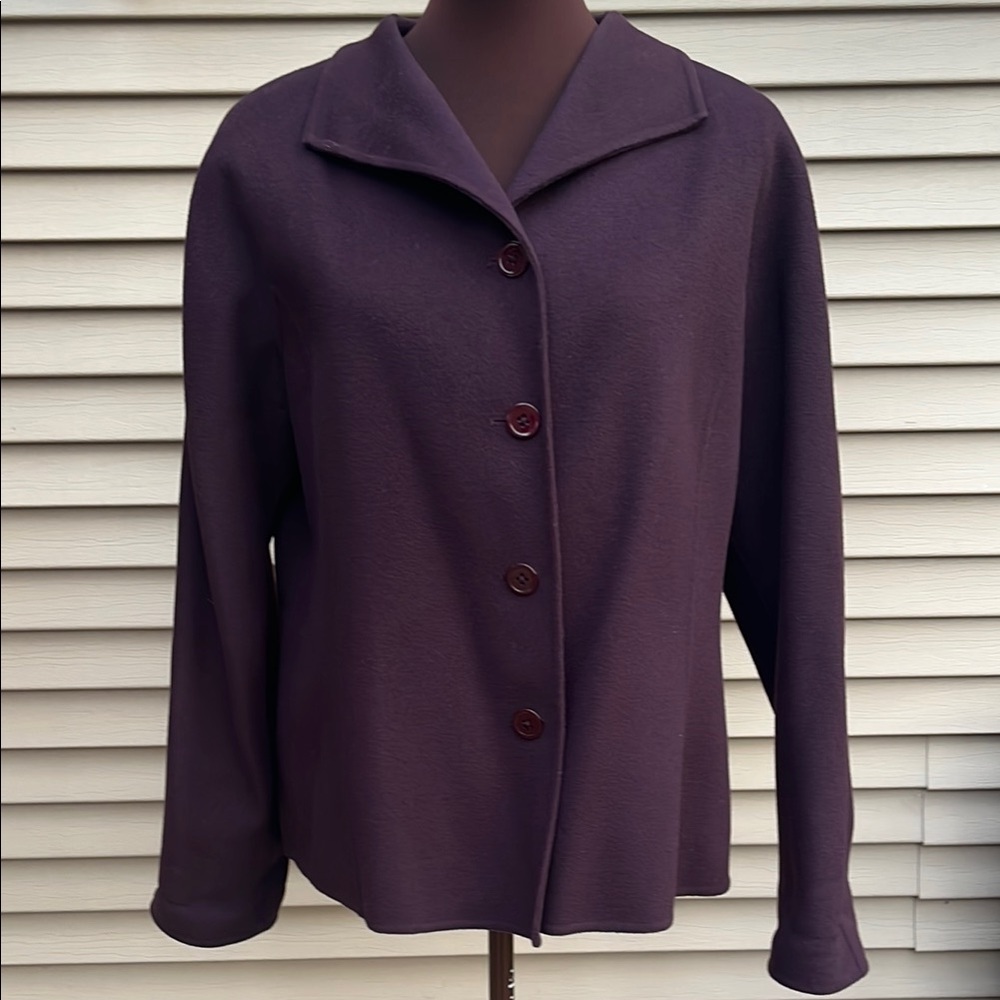 Ellen Tracy Plum 100% Wool Blazer Size 12 Linda Allard